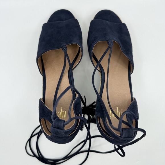 NEW‎ CABI ISLA SUEDE WEDGE ESPADRILLE AZTEC WOMEN 10 Ankle Tassel Nautical 6001 - Picture 10 of 16